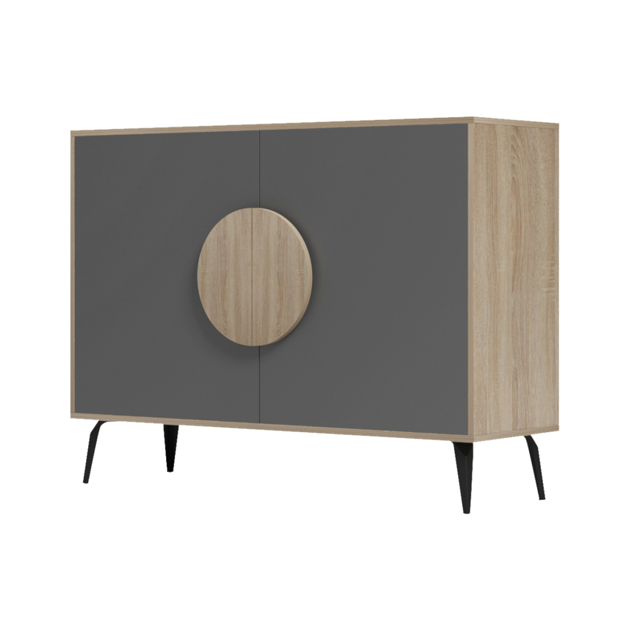 SIDEBOARD SAVORE HM18367.13 MELAMINE IN SONAMA/GREY--BLACK METAL LEGS 110x35.5x82Hcm. [5]