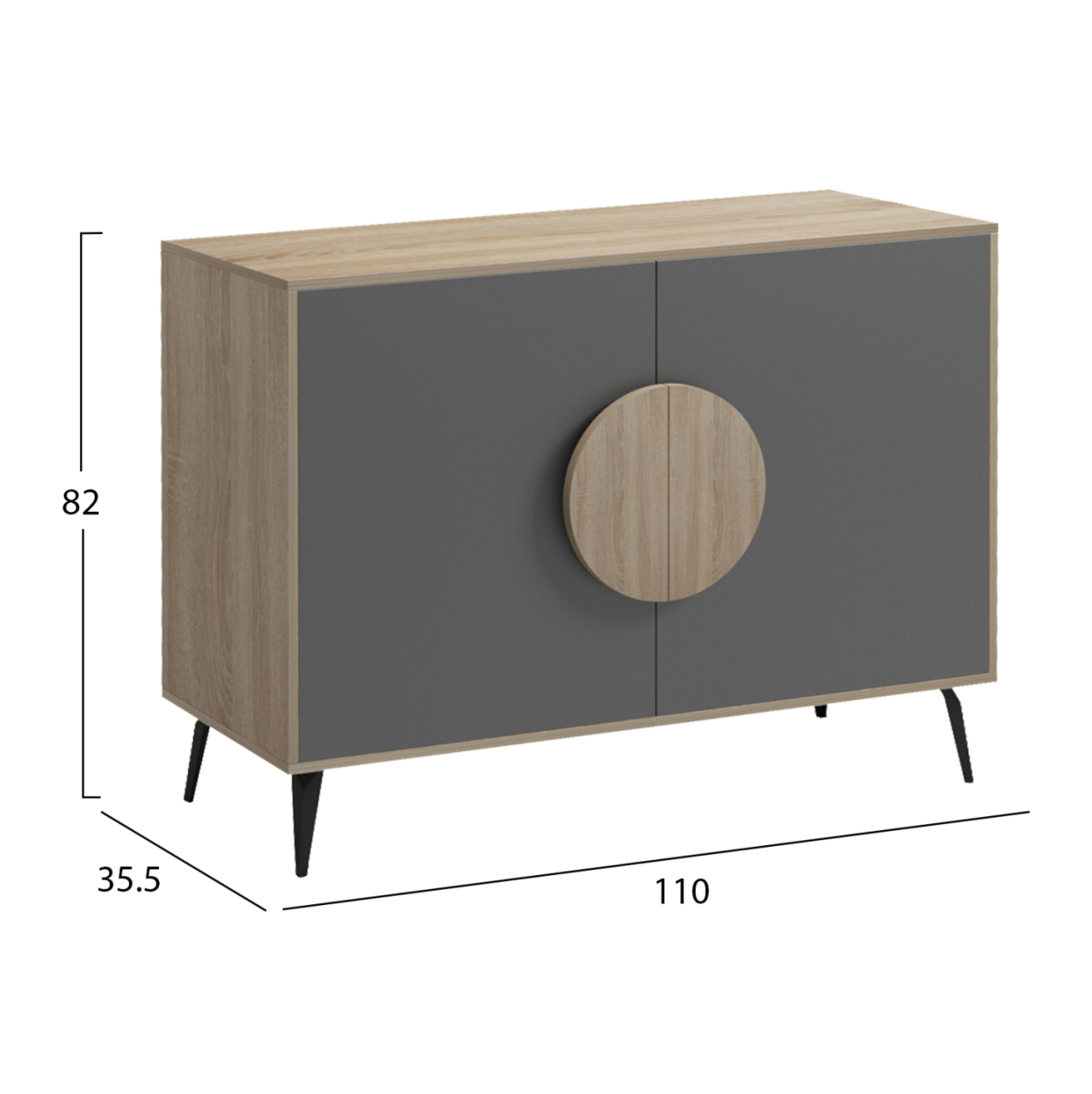 SIDEBOARD SAVORE HM18367.13 MELAMINE IN SONAMA/GREY--BLACK METAL LEGS 110x35.5x82Hcm. [2]