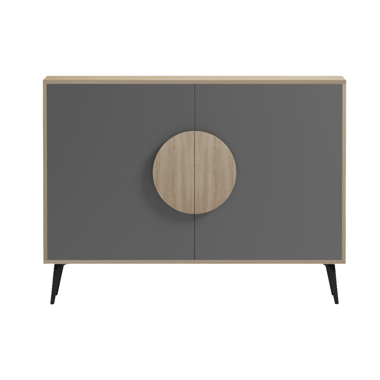 SIDEBOARD SAVORE HM18367.13 MELAMINE IN SONAMA/GREY--BLACK METAL LEGS 110x35.5x82Hcm. [3]