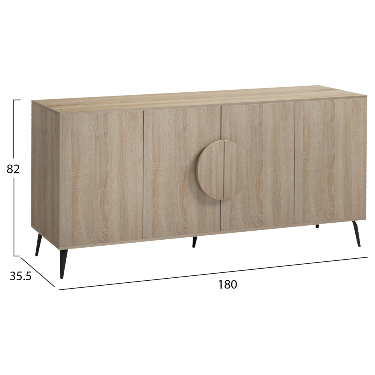 SIDEBOARD SAVORE HM18368.01 MELAMINE IN SONAMA-BLACK METAL LEGS 180x35.5x82Hcm. [2]
