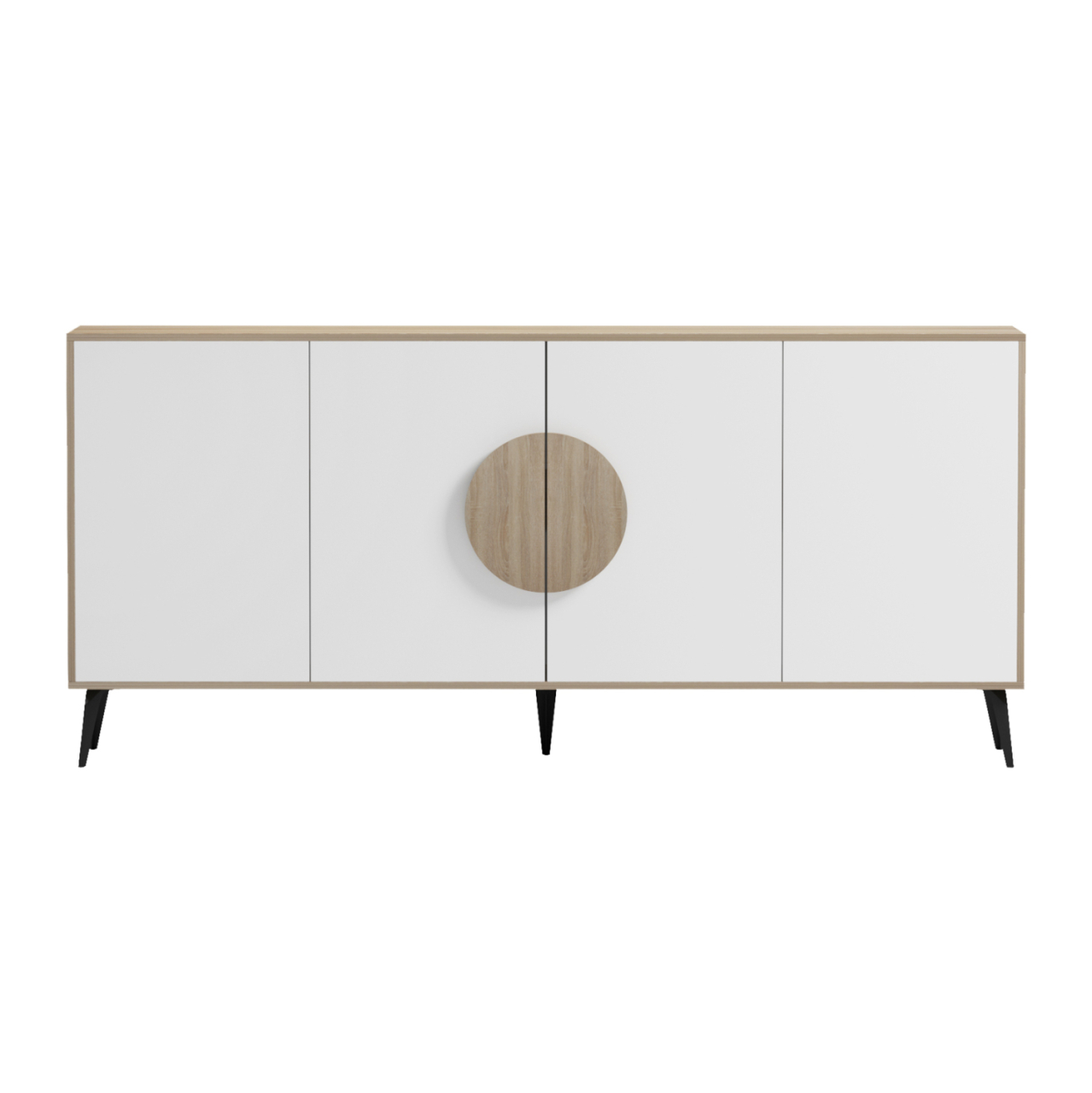 SIDEBOARD SAVORE HM18368.11 MELAMINE IN SONAMA/WHITE--BLACK METAL LEGS 180x35.5x82Hcm. [3]