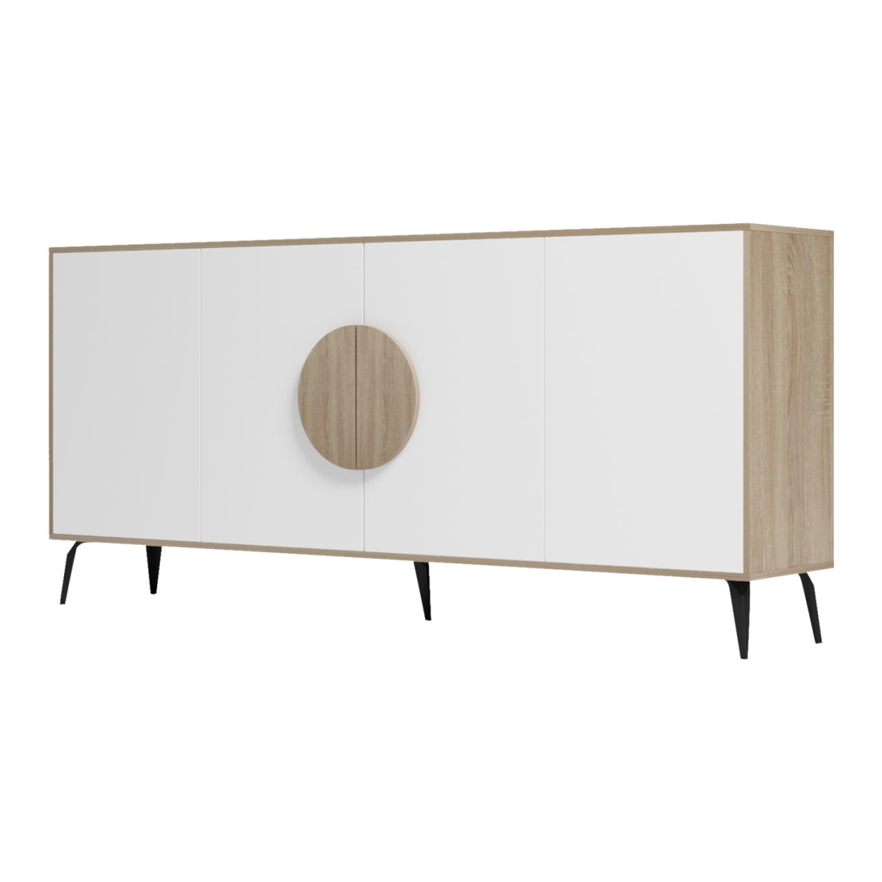SIDEBOARD SAVORE HM18368.11 MELAMINE IN SONAMA/WHITE--BLACK METAL LEGS 180x35.5x82Hcm. [5]