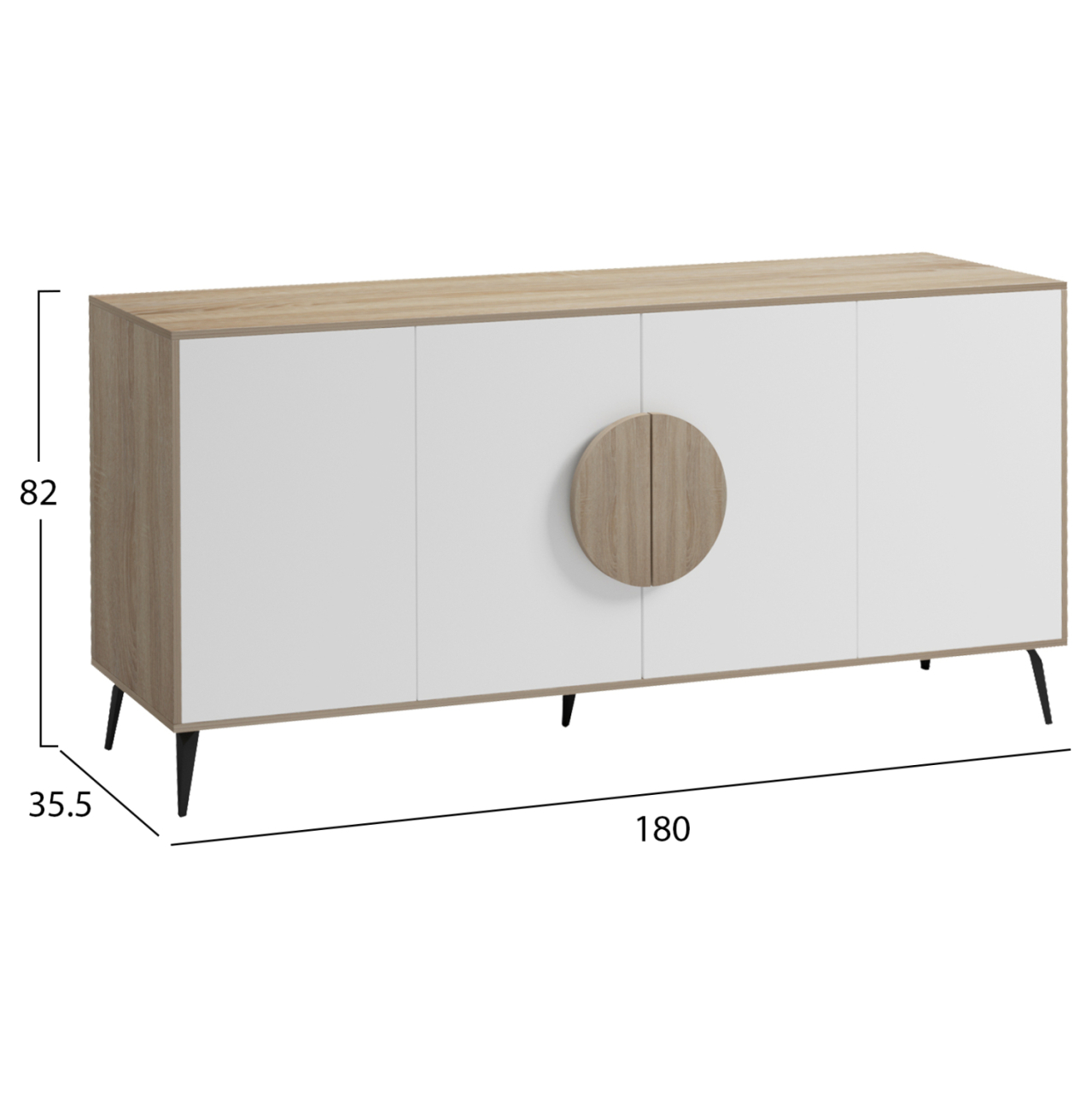 SIDEBOARD SAVORE HM18368.11 MELAMINE IN SONAMA/WHITE--BLACK METAL LEGS 180x35.5x82Hcm. [2]