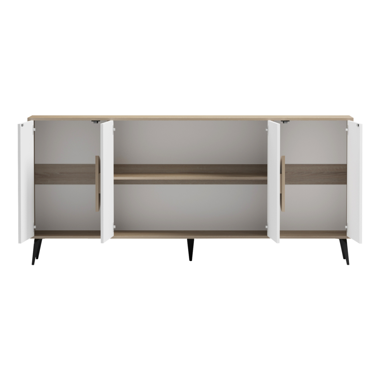 SIDEBOARD SAVORE HM18368.11 MELAMINE IN SONAMA/WHITE--BLACK METAL LEGS 180x35.5x82Hcm. [4]