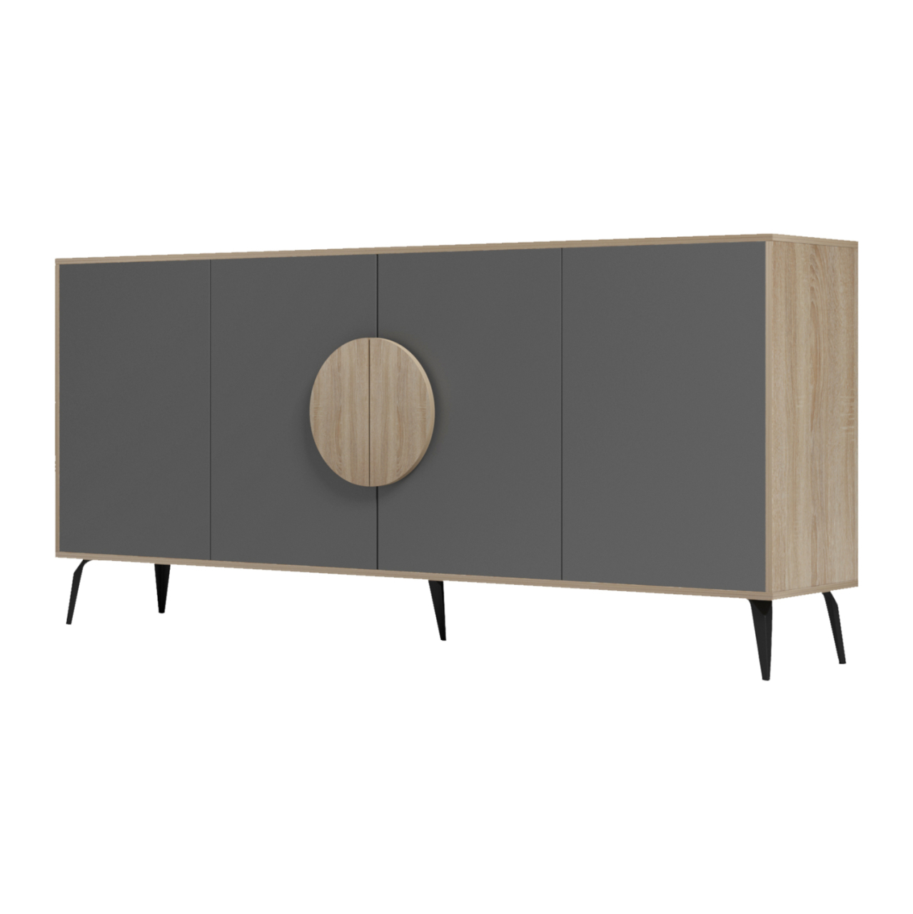 SIDEBOARD SAVORE HM18368.13 MELAMINE IN SONAMA/GREY--BLACK METAL LEGS 180x35.5x82Hcm. [5]