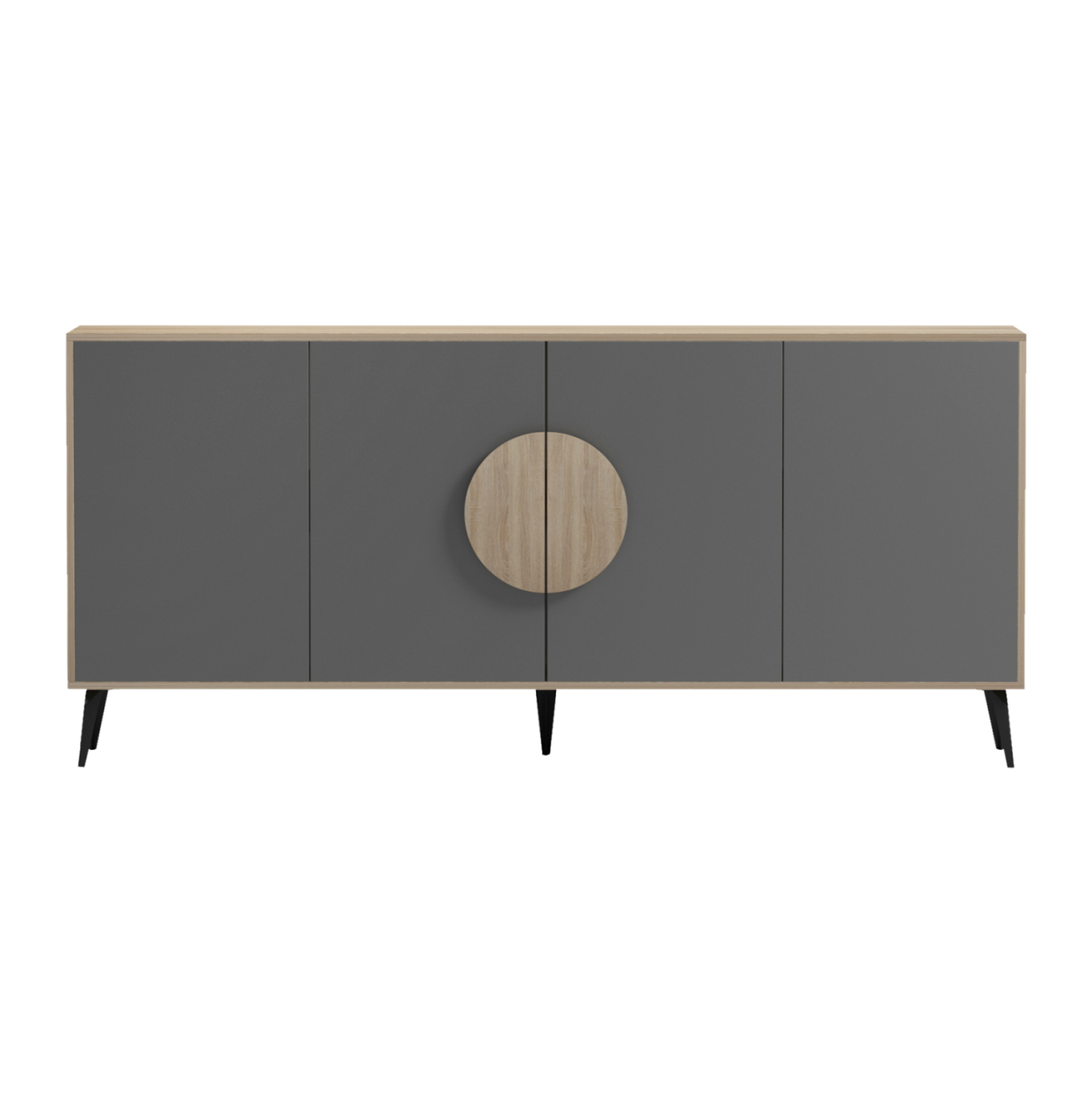 SIDEBOARD SAVORE HM18368.13 MELAMINE IN SONAMA/GREY--BLACK METAL LEGS 180x35.5x82Hcm. [3]