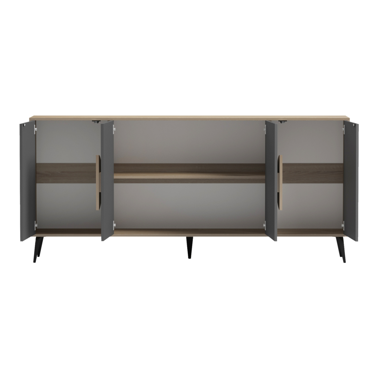 SIDEBOARD SAVORE HM18368.13 MELAMINE IN SONAMA/GREY--BLACK METAL LEGS 180x35.5x82Hcm. [4]