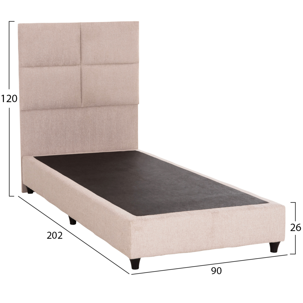 SINGLE BED MILO HM652.32 TEDDY FABRIC IN BEIGE- FOR MATTRESS 90x200cm [2]