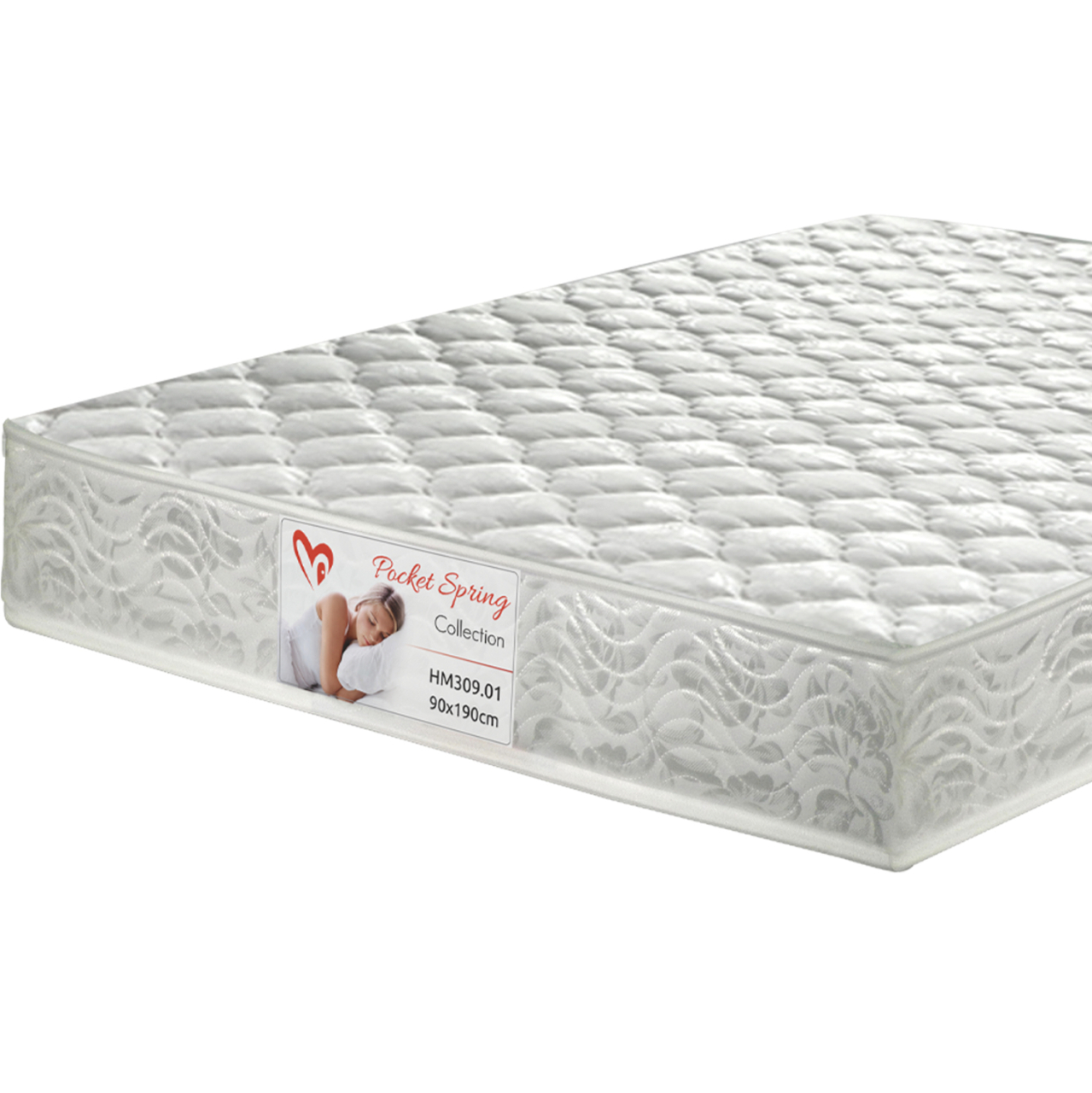 SINGLE BED WITH DRAWER and MATTRESS MELANY HM10745.02 MELAMINE IN SONAMA--FOR 90x190cm. [4]