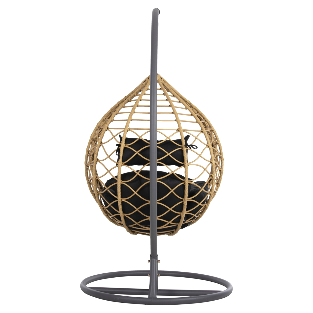 SINGLE HANGING NEST WITH FOOTREST GRACIE HM5755.02 BEIGE SYNTHETIC RATTAN-GREY STEEL FRAME Φ104x200Hcm. [4]