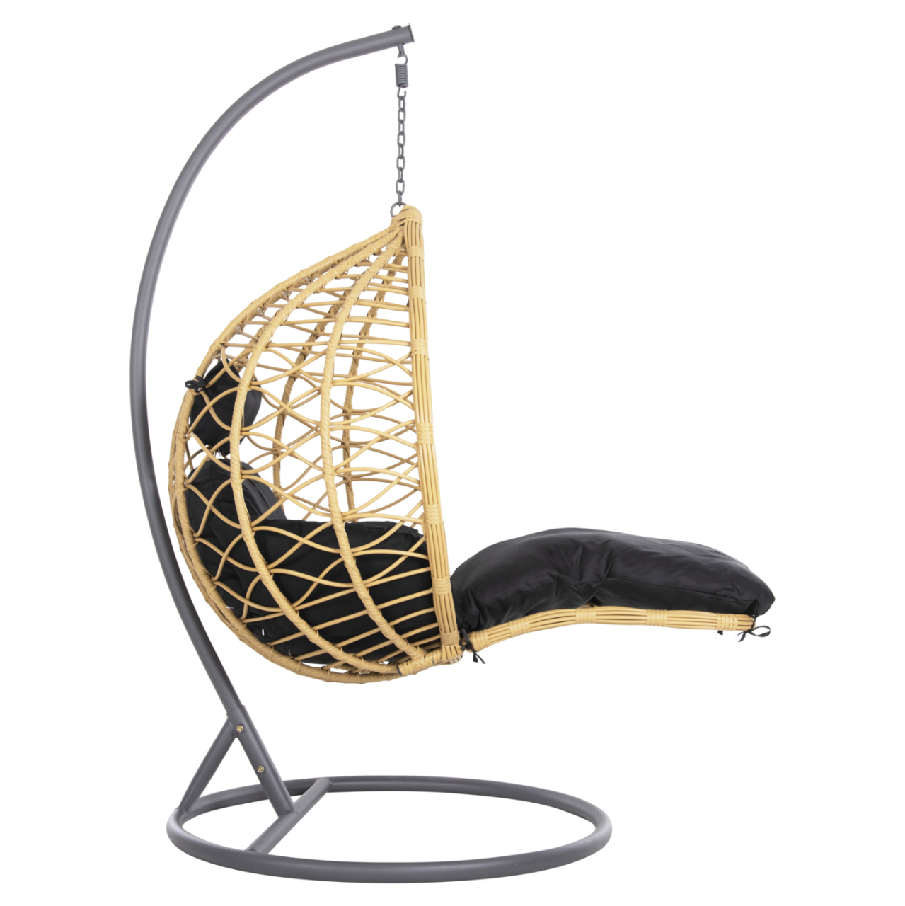 SINGLE HANGING NEST WITH FOOTREST GRACIE HM5755.02 BEIGE SYNTHETIC RATTAN-GREY STEEL FRAME Φ104x200Hcm. [3]