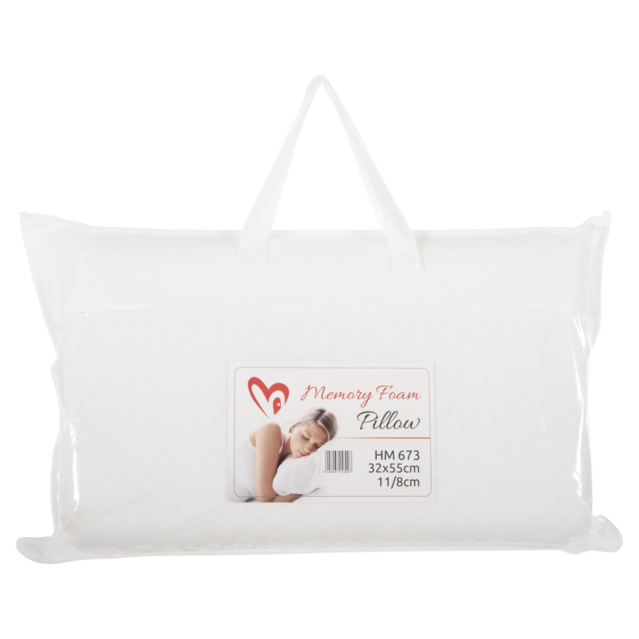 SLEEPING PILLOW BEZEL HM673 MEMORY FOAM-WHITE FABRIC 55x32Hcm. [3]