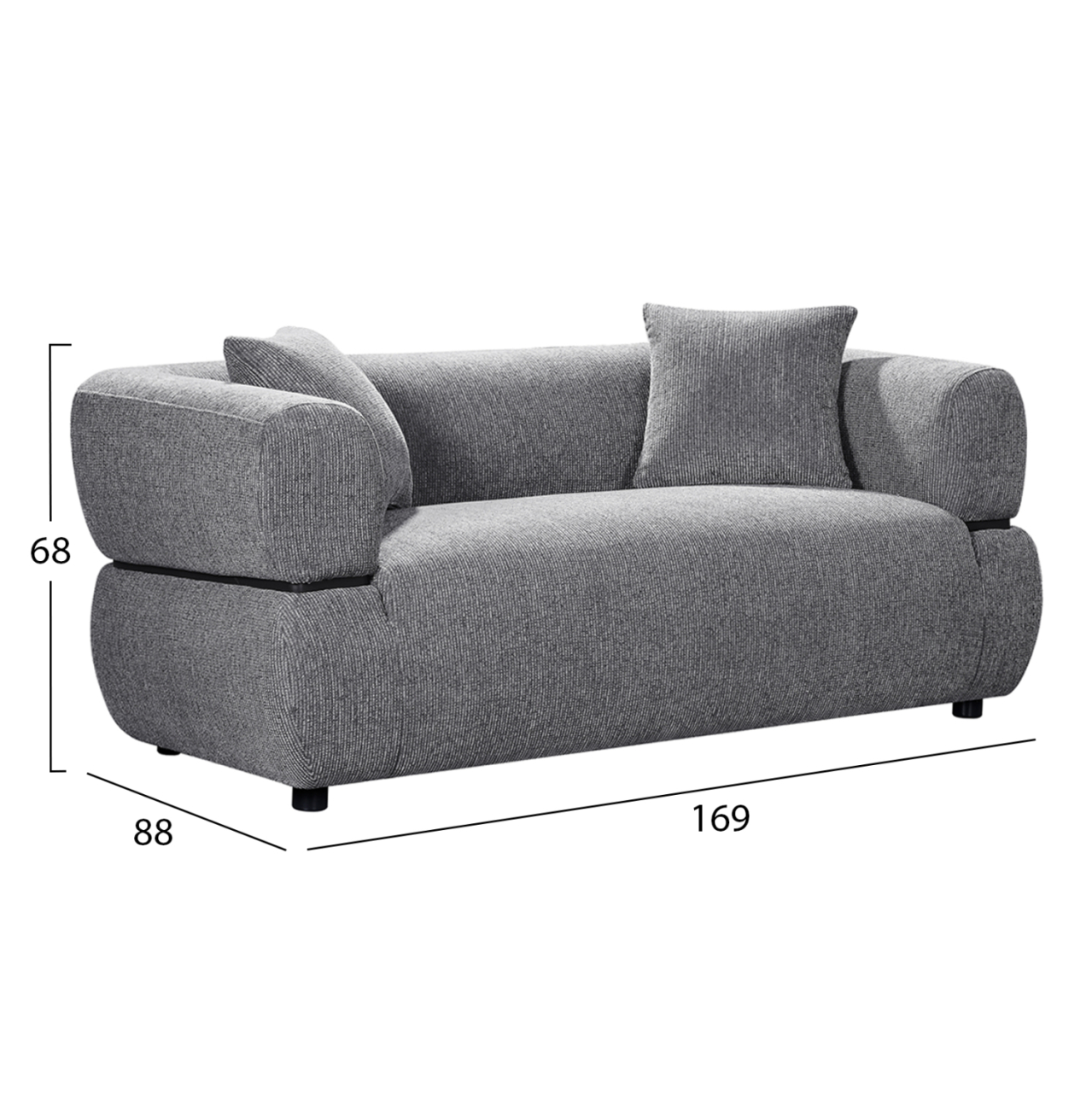 SOFA 2-SEATER ARCTIS HM3328.01 GREY FABRIC 169x88x88Hcm. [2]
