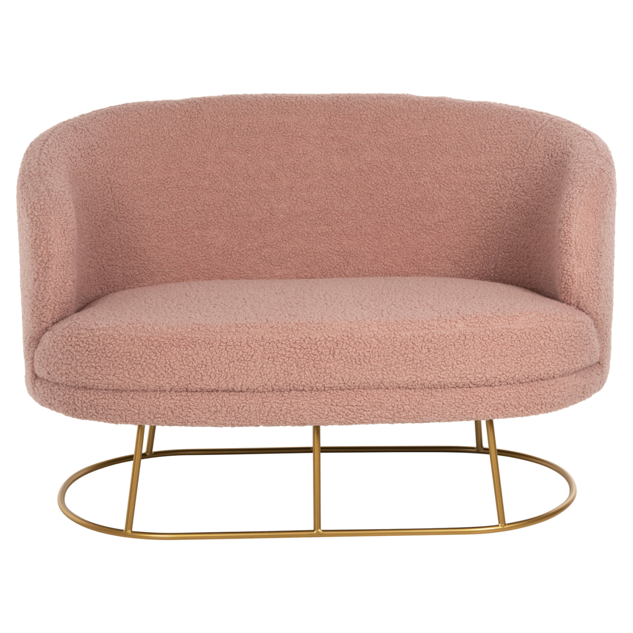 SOFA 2-SEATER ARIEN HM8492.22 DUSTY PINK BOUCLE FABRIC AND GOLD METAL BASE 130x75x85Hcm. [3]