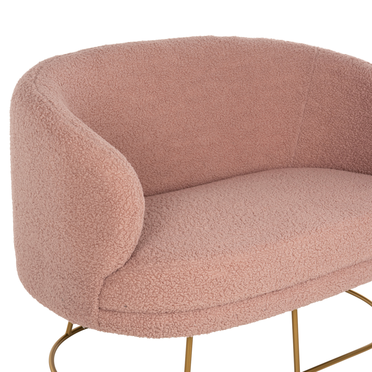 SOFA 2-SEATER ARIEN HM8492.22 DUSTY PINK BOUCLE FABRIC AND GOLD METAL BASE 130x75x85Hcm. [7]