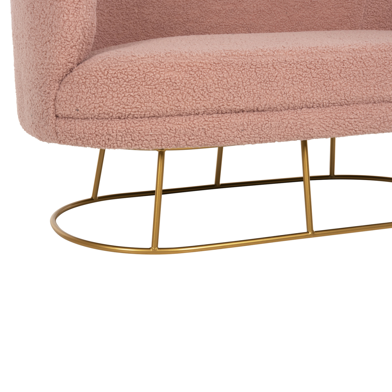 SOFA 2-SEATER ARIEN HM8492.22 DUSTY PINK BOUCLE FABRIC AND GOLD METAL BASE 130x75x85Hcm. [9]