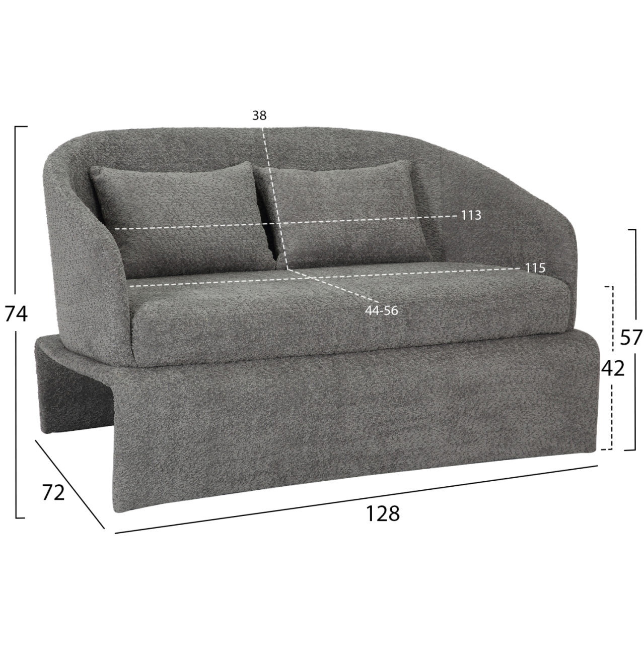 SOFA 2-SEATER BEVY2 HM9678.01 GREY BOUCLE FABRIC-METAL FRAME 128x72x74Hcm. [2]
