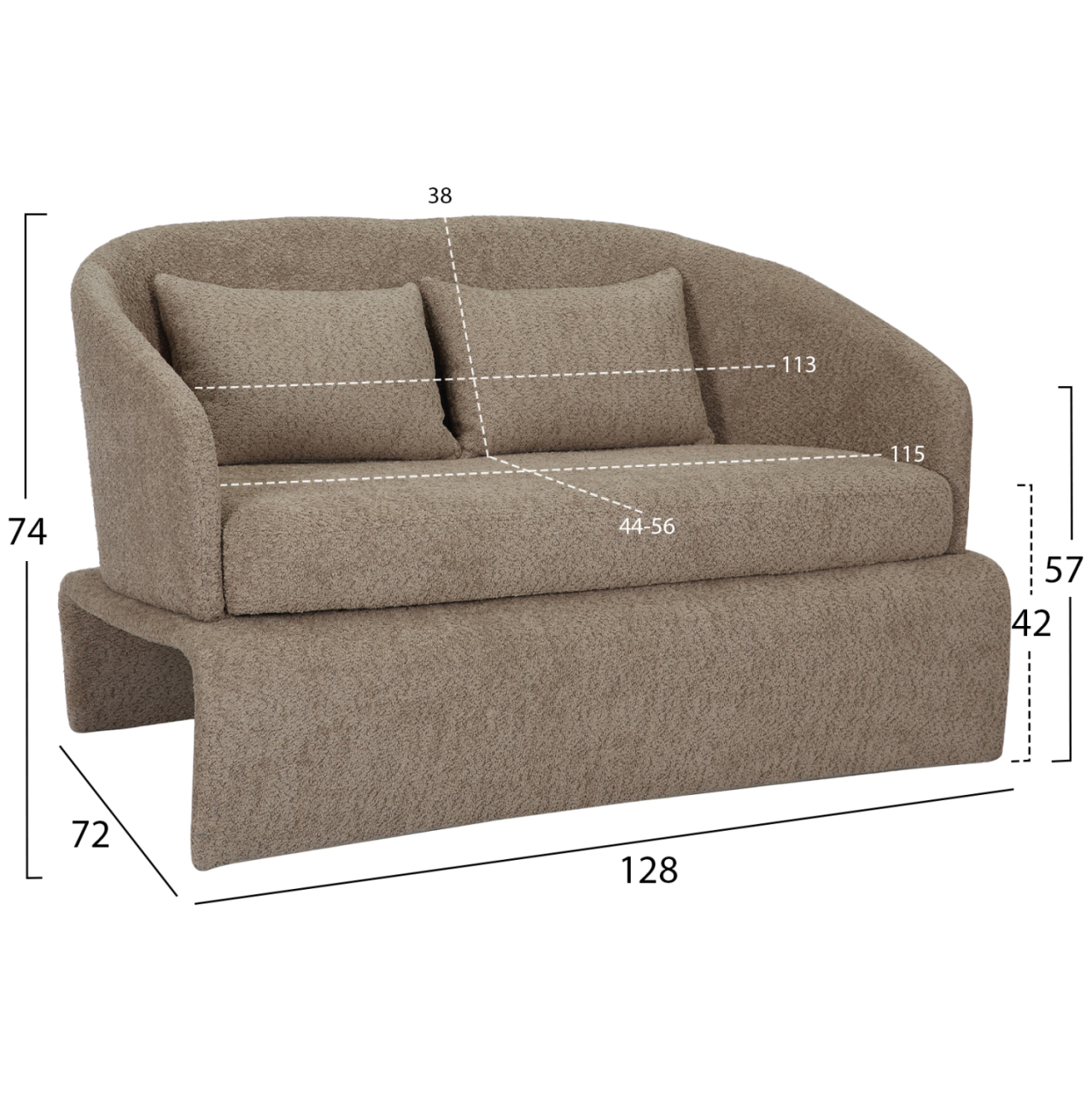 SOFA 2-SEATER BEVY2 HM9678.03 BEIGE BOUCLE FABRIC-METAL FRAME 128x72x74Hcm. [2]