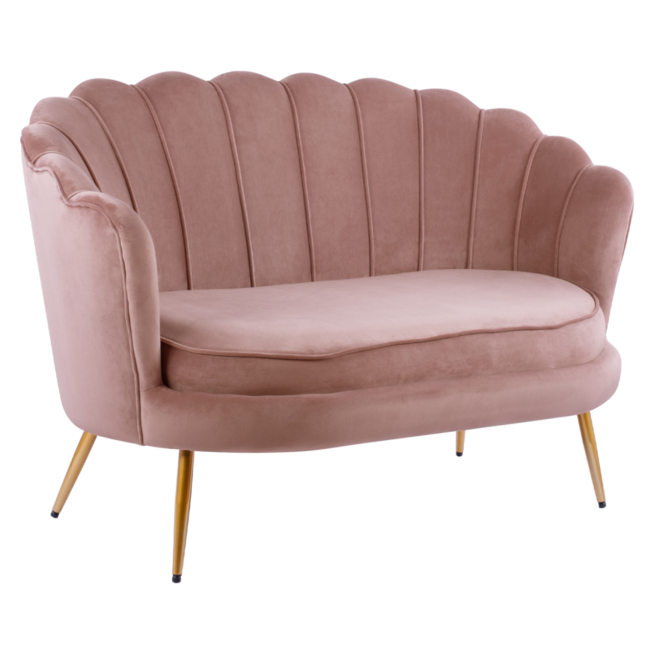 Sofa 2 seater Coquille HM8627.02 from velvet rotten apple and gold legs 130x81x86cm [4]