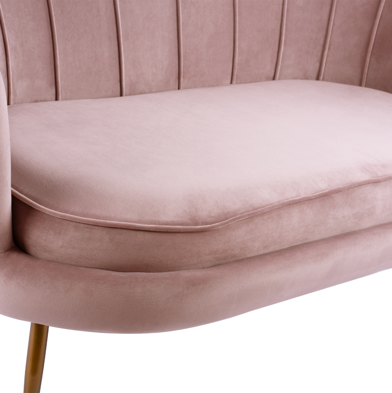 Sofa 2 seater Coquille HM8627.02 from velvet rotten apple and gold legs 130x81x86cm [7]