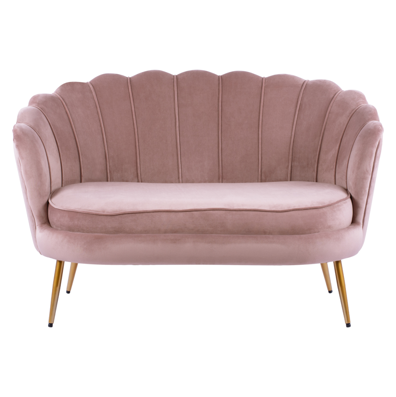 Sofa 2 seater Coquille HM8627.02 from velvet rotten apple and gold legs 130x81x86cm [3]