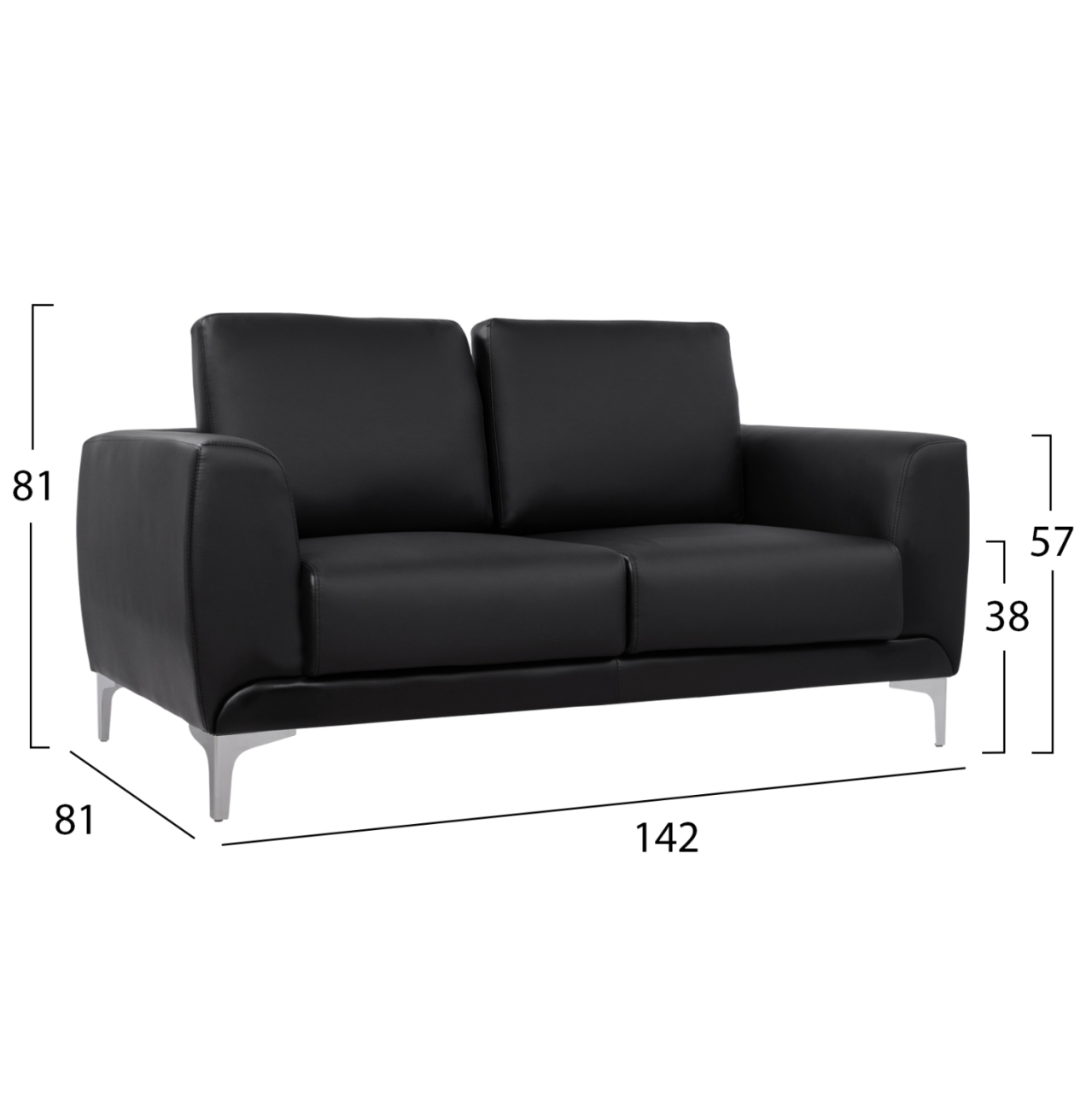 Sofa 2 seater Kenzie HM3121.21 with Black PU 142x81x81 cm [2]
