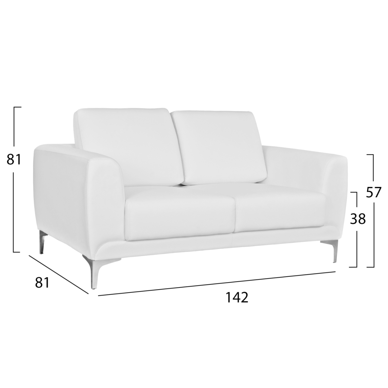 Sofa 2 seater Kenzie HM3121.22 with White PU 142x81x81 cm [2]