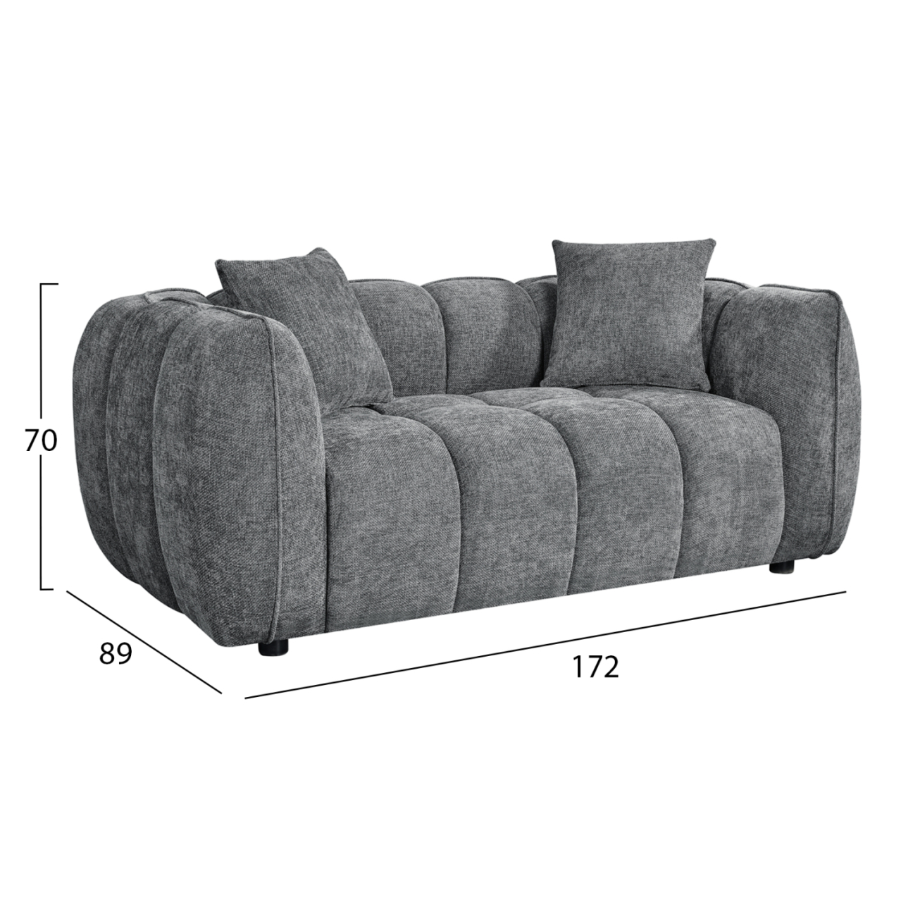 SOFA 2-SEATER LYKKE HM3324.01 GREY FABRIC 172x89x70Hcm. [2]