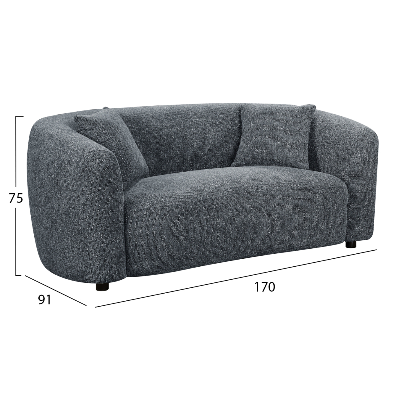 SOFA 2-SEATER NORD HM3322.01 GREY FABRIC 170x91x75Hcm. [2]