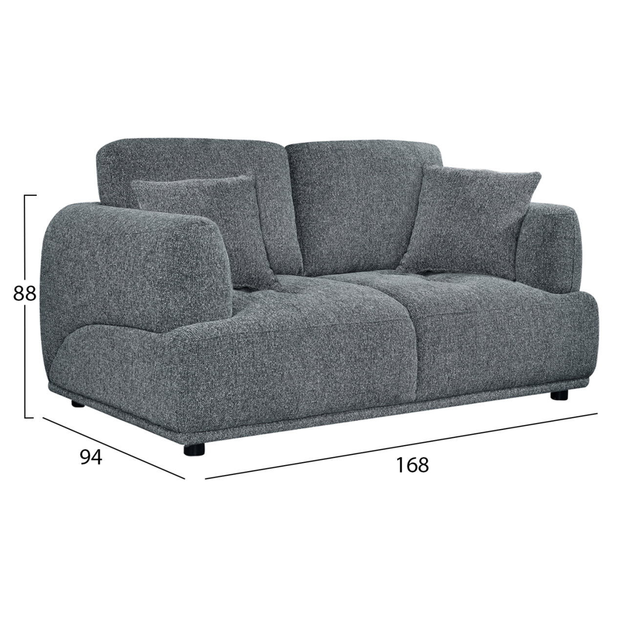 SOFA 2-SEATER STRUCTO HM3330.01 GREY FABRIC 168x94x88Hcm. [2]