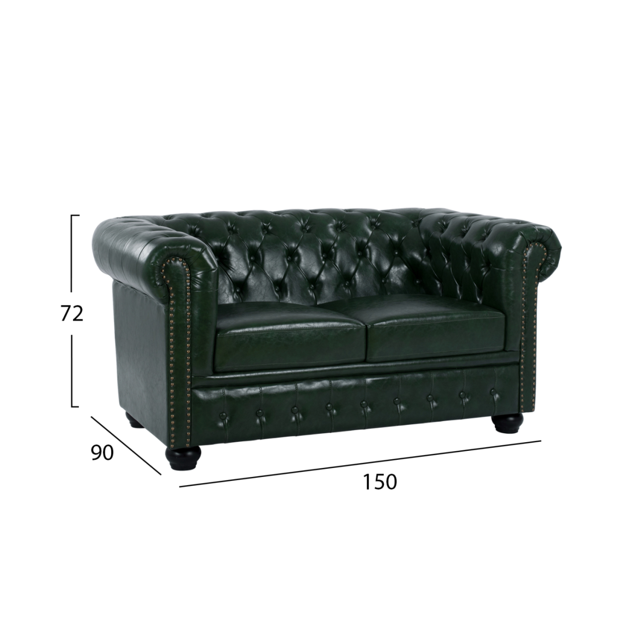 Sofa 2 seater T.Chesterfield HM3010.08 PU Cypress Green 150x90x72cm [2]