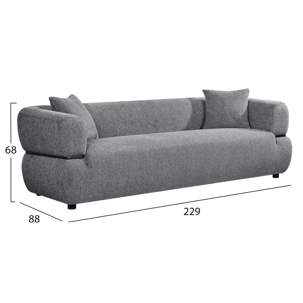 SOFA 3-SEATER ARCTIS HM3327.01 GREY FABRIC 229x88x88Hcm. [2]