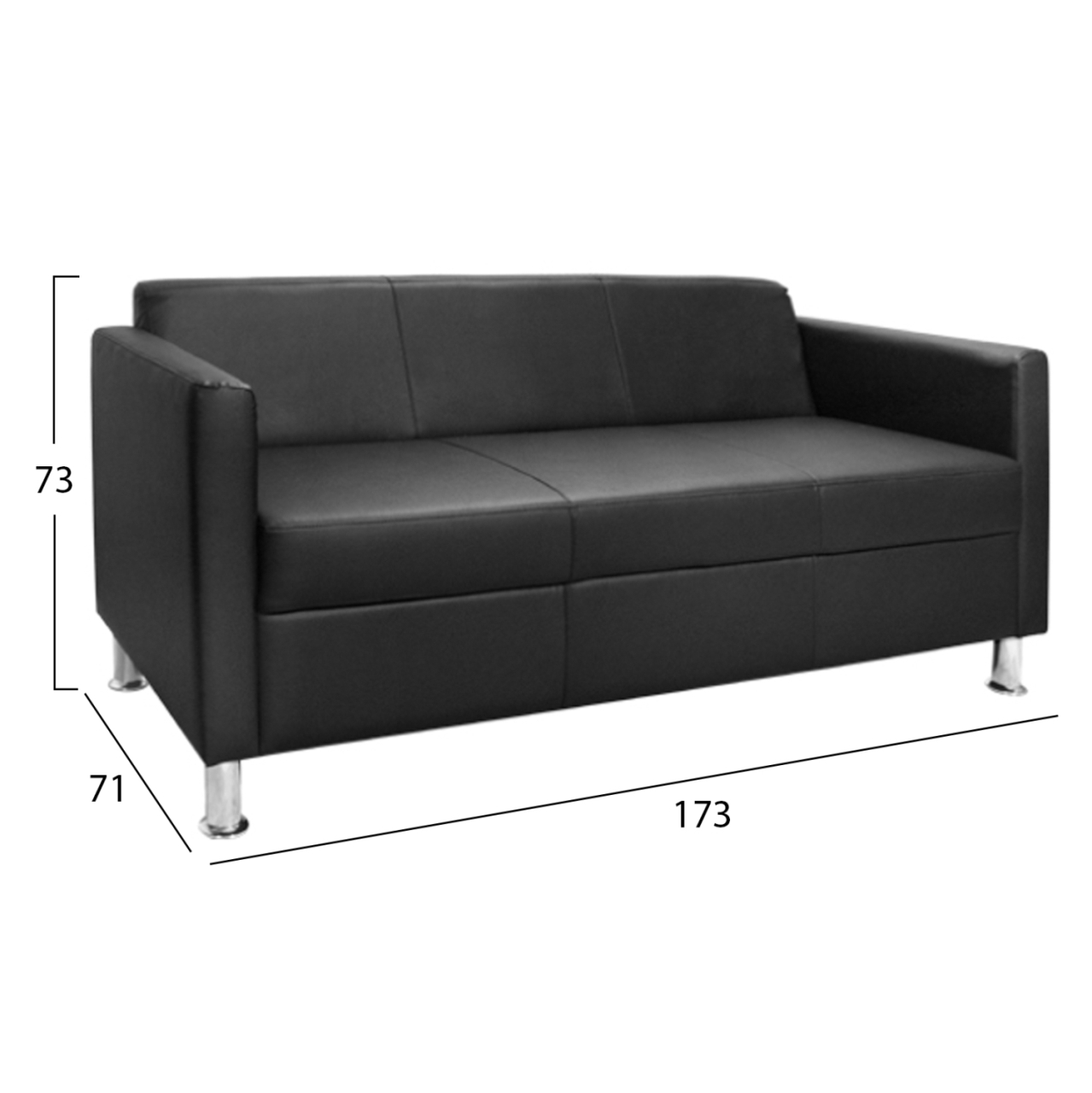 Sofa 3 seater Cubo PU Black HM3034.02 173χ71χ73cm. [2]