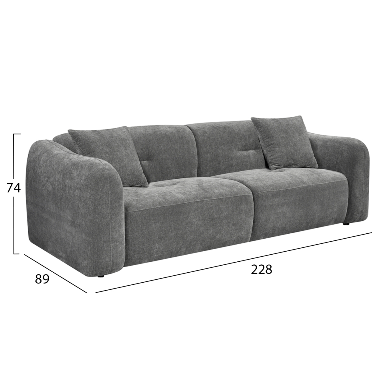 SOFA 3-SEATER JUNOA HM3333.01 GREY FABRIC 228x89x74Hcm. [2]
