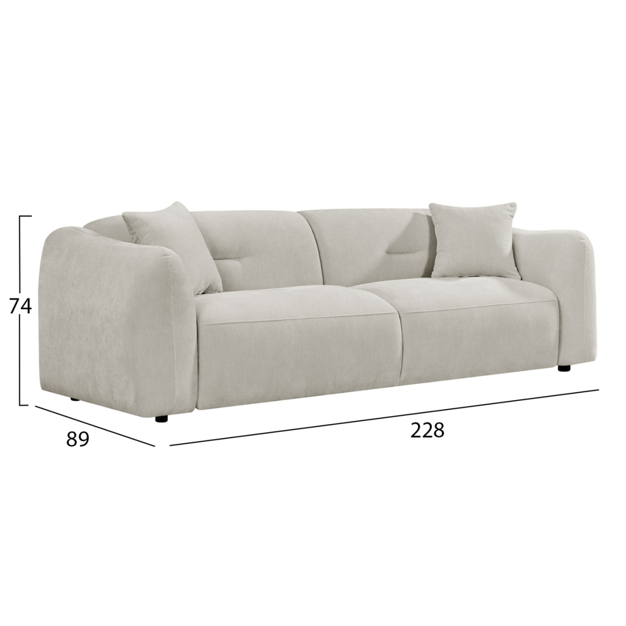 SOFA 3-SEATER JUNOA HM3333.02 ECRU FABRIC 228x89x74Hcm. [2]