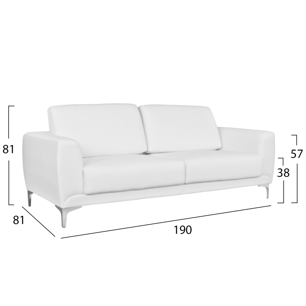 Sofa 3 seater Kenzie HM3121.32 with White PU 190x81x81 cm [2]
