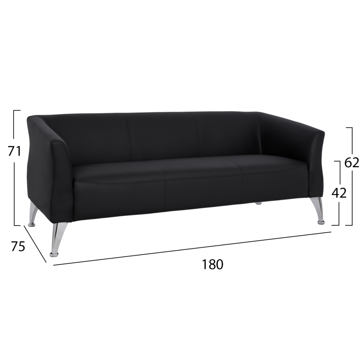 Sofa 3 seater Kiana HM3122.31 Black PU 180x75x71 cm [2]