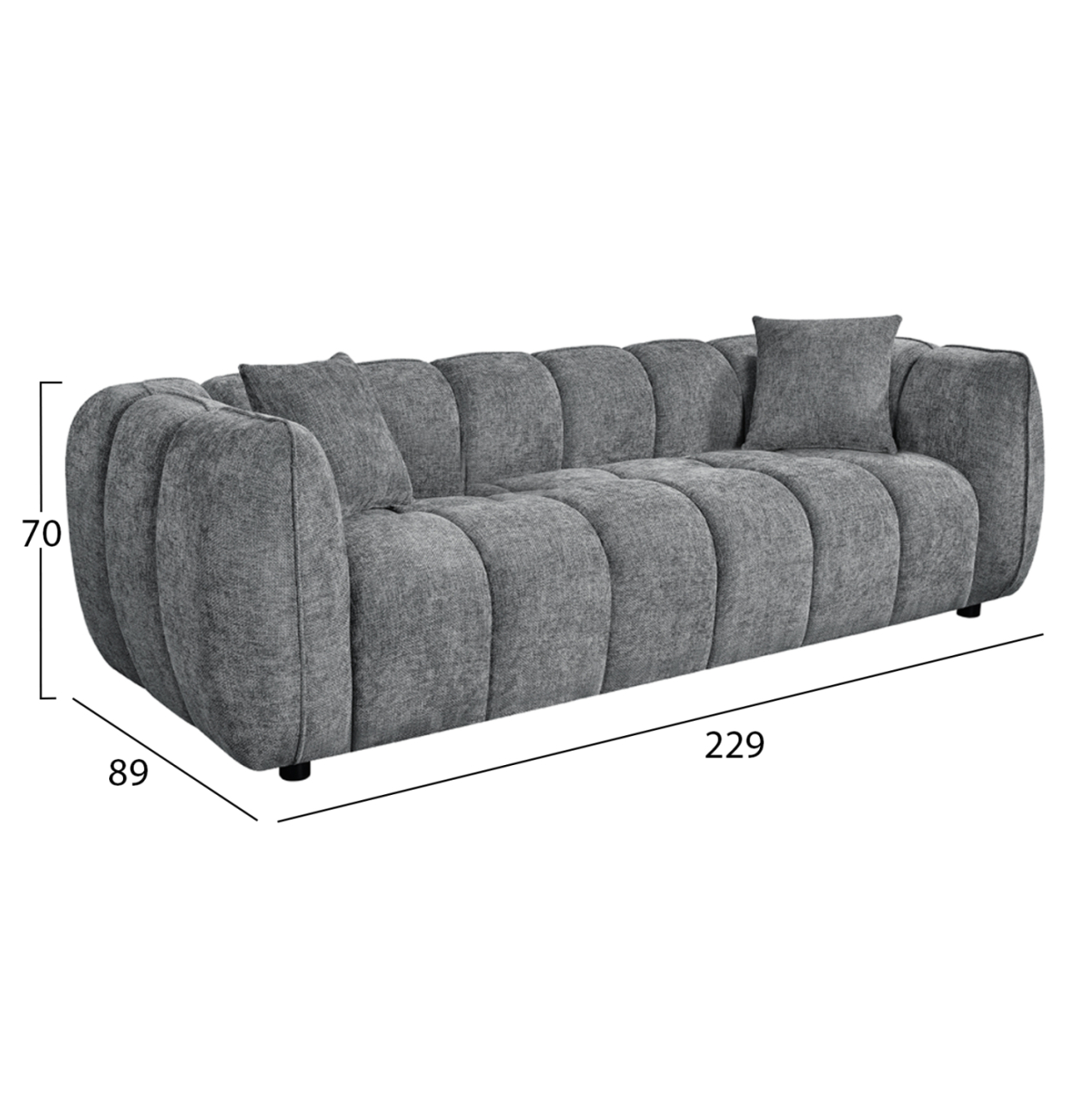 SOFA 3-SEATER LYKKE HM3323.01 GREY FABRIC 229x89x70Hcm. [2]