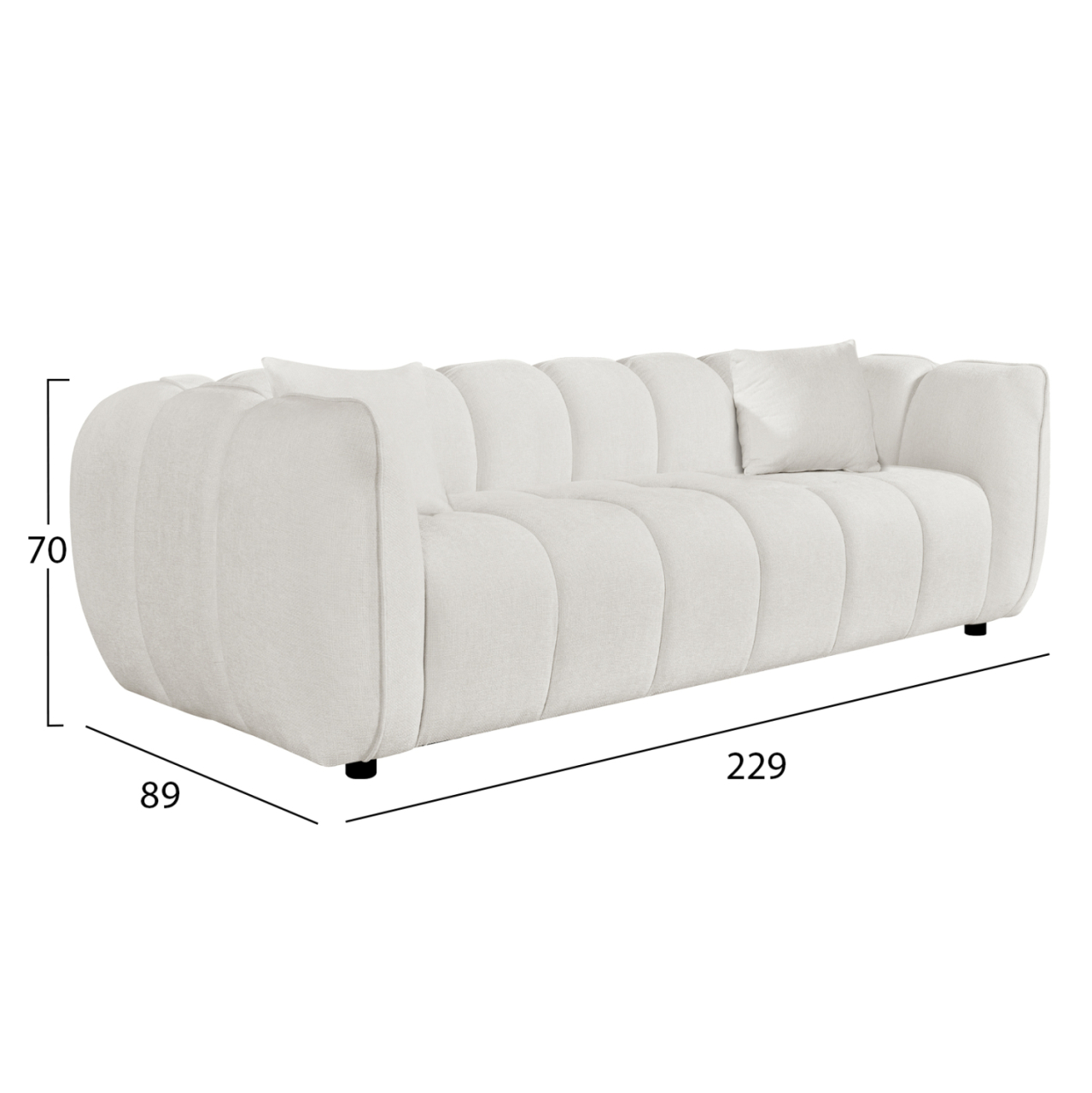 SOFA 3-SEATER LYKKE HM3323.02 ECRU FABRIC 229x89x70Hcm. [2]