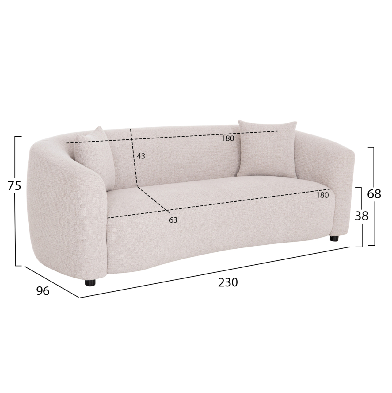 SOFA 3-SEATER NORD HM3321.02 LIGHT BEIGE FABRIC 230x96x75Hcm. [2]