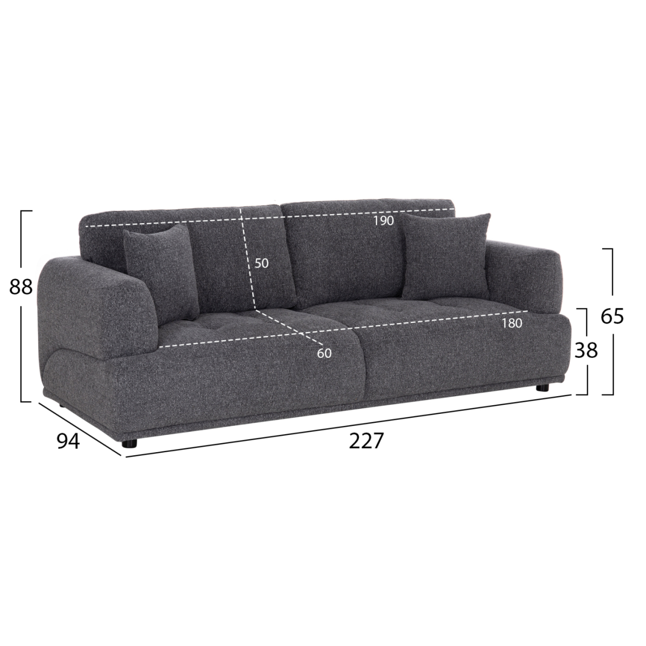 SOFA 3-SEATER STRUCTO HM3329.01 GREY FABRIC 227x94x88Hcm. [2]