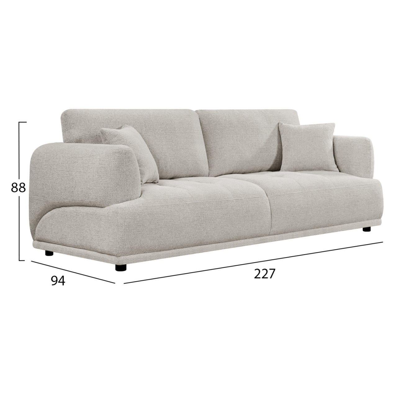 SOFA 3-SEATER STRUCTO HM3329.02 LIGHT BEIGE FABRIC 227x94x88Hcm. [2]