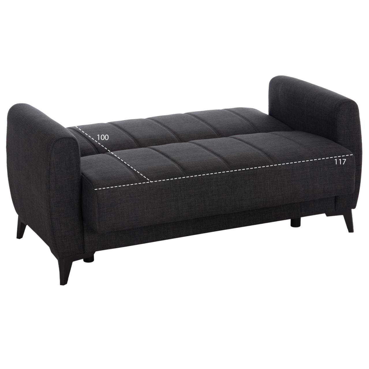 SOFA-BED 2-SEATER WITH STORAGE SPACE NIKKO HM3293.01 GREY FABRIC 144x75x84Hcm. [3]