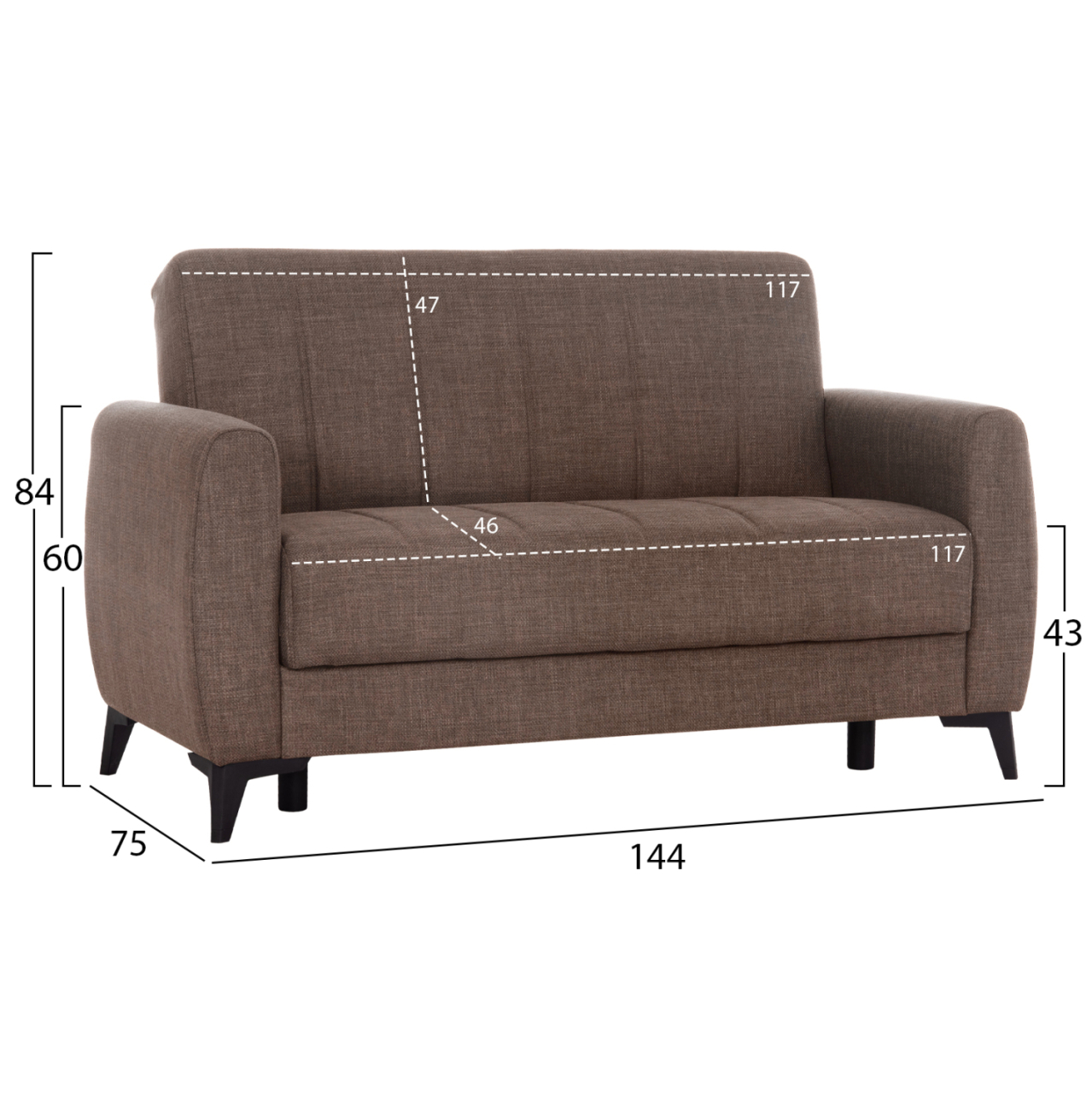 SOFA-BED 2-SEATER WITH STORAGE SPACE NIKKO HM3293.02 BROWN FABRIC 144x75x84Hcm. [2]
