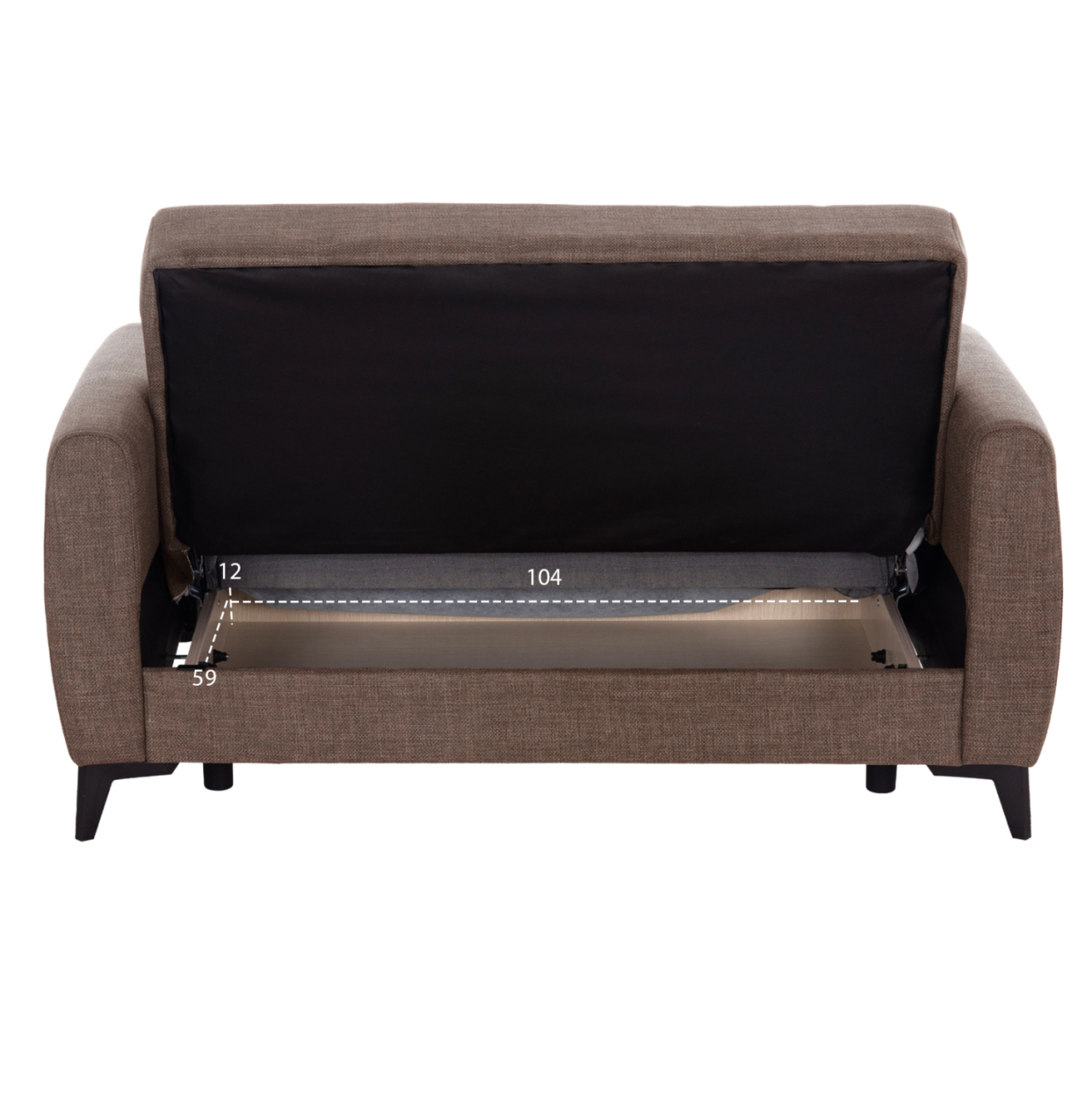 SOFA-BED 2-SEATER WITH STORAGE SPACE NIKKO HM3293.02 BROWN FABRIC 144x75x84Hcm. [5]