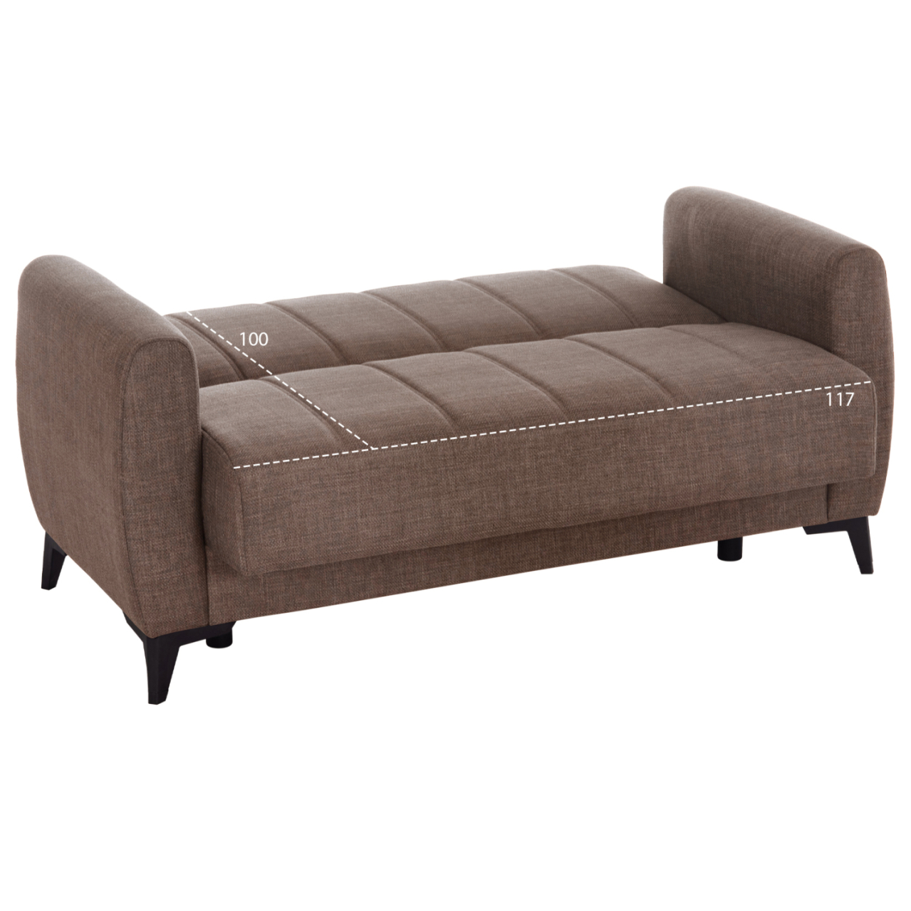 SOFA-BED 2-SEATER WITH STORAGE SPACE NIKKO HM3293.02 BROWN FABRIC 144x75x84Hcm. [3]
