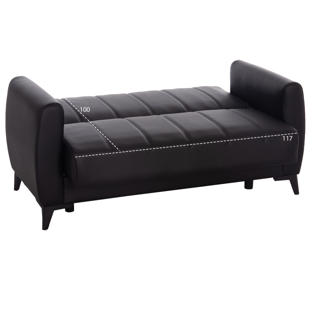 SOFA-BED 2-SEATER WITH STORAGE SPACE NIKKO HM3293.11 BLACK PU 144x75x84Hcm. [3]