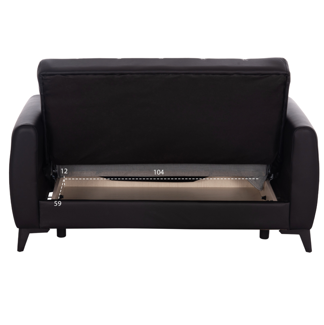 SOFA-BED 2-SEATER WITH STORAGE SPACE NIKKO HM3293.11 BLACK PU 144x75x84Hcm. [5]