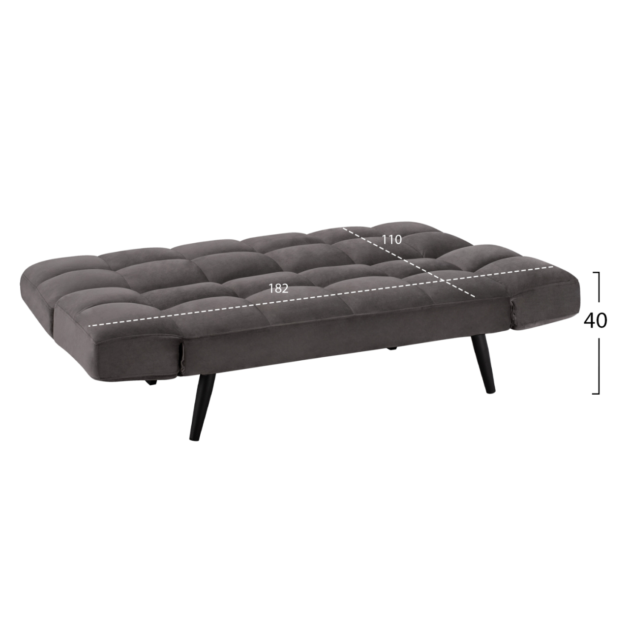 Sofa Bed 3 Seater from velvet grey HM3167.01 182x80x88cm [3]