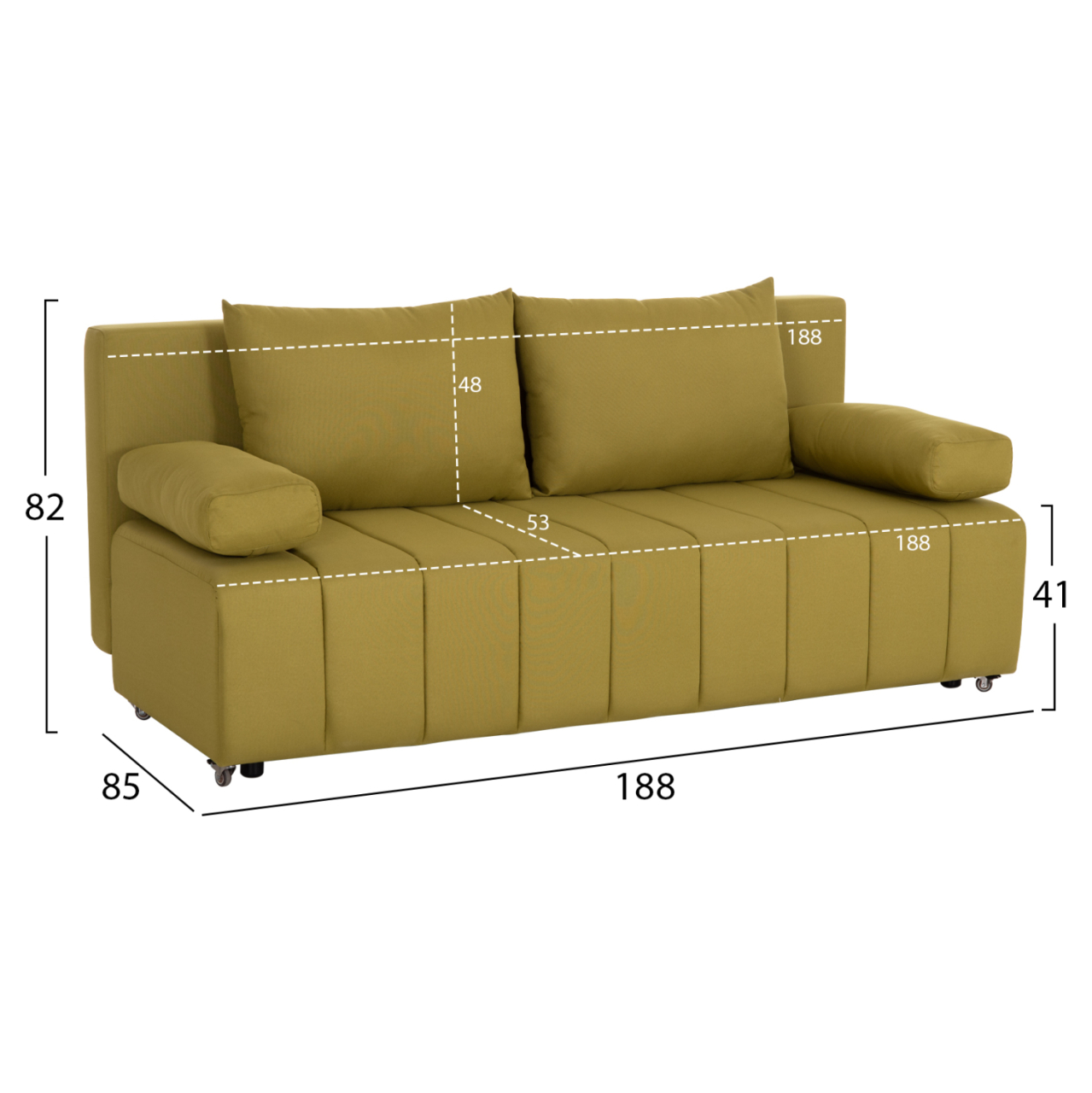 SOFA-BED 3-SEATER KEND HM3313.07 FABRIC IN LIGHT GREEN 188x85x82Hcm. [2]